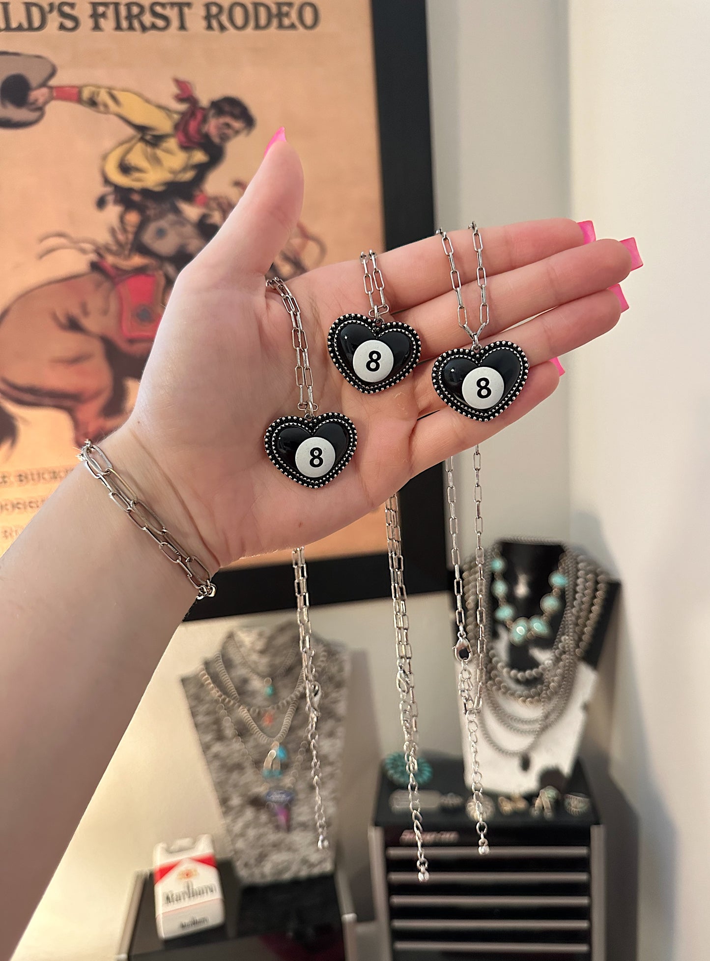 8 Ball Heart Necklace