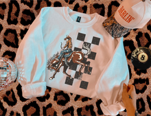 Load image into Gallery viewer, Checkered Cowboy TEE or CREWNECK