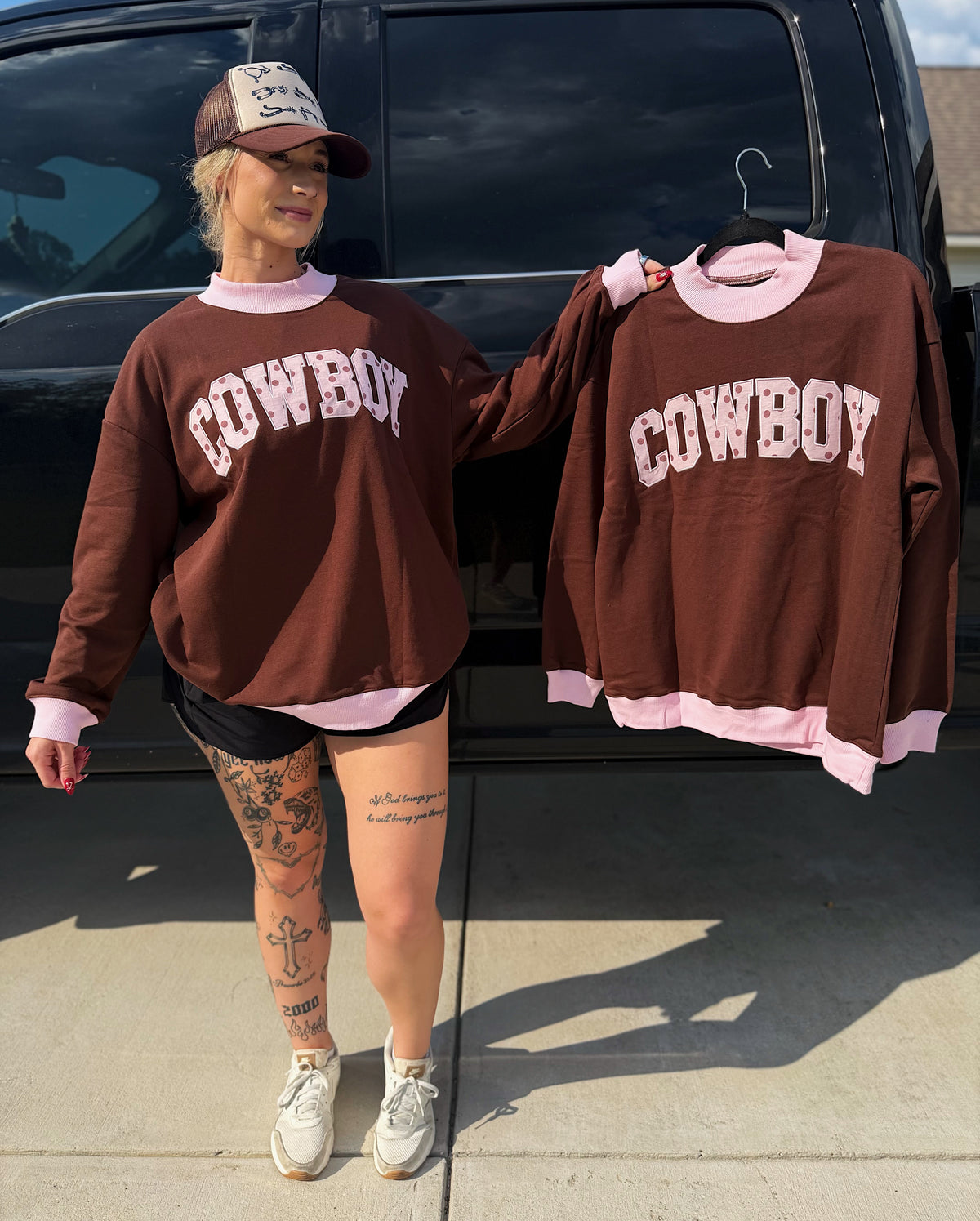 Polka Dot Cowboy Mock Neck Sweatshirt