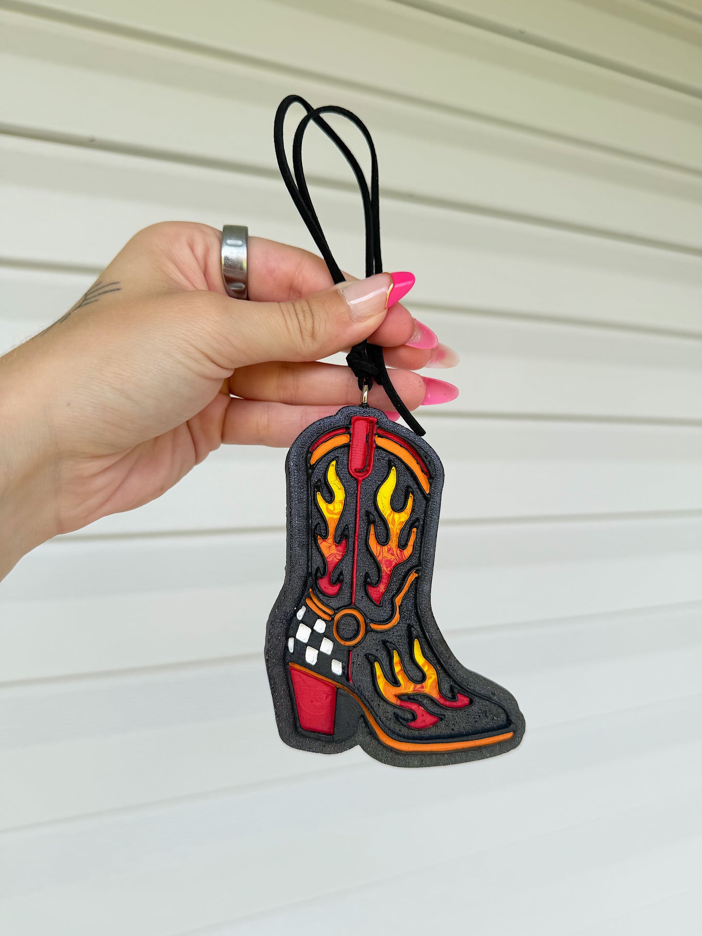Flame Cowboy Boot Car Freshie