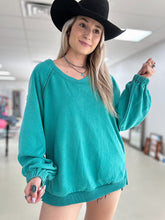 Load image into Gallery viewer, Open Back Oversized Crew (Turquoise)