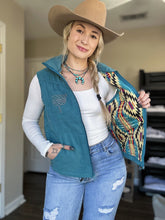 Load image into Gallery viewer, Turquoise Boot Stitch Puffer Vest