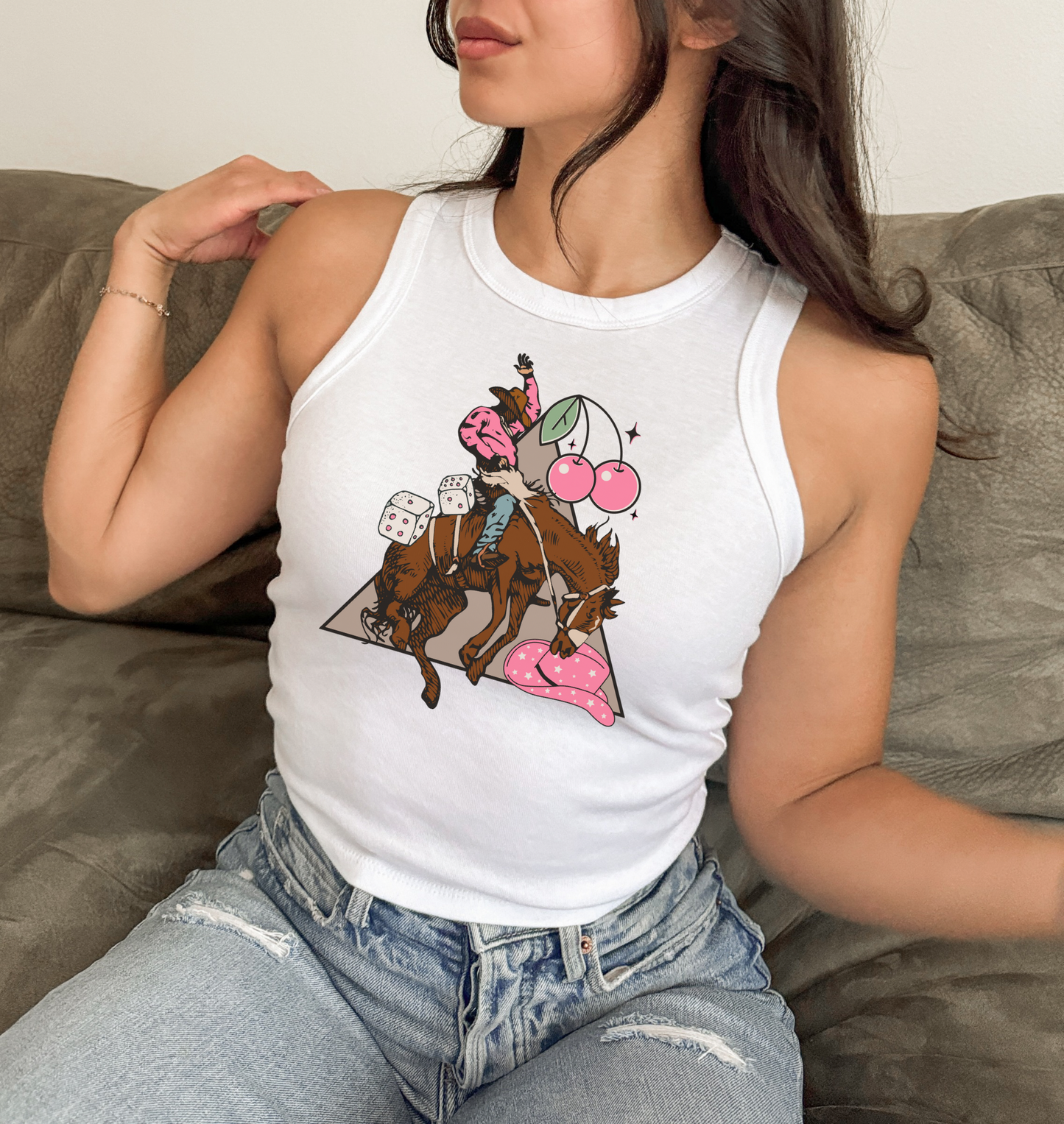 Cherry Cowboy Cropped Tank