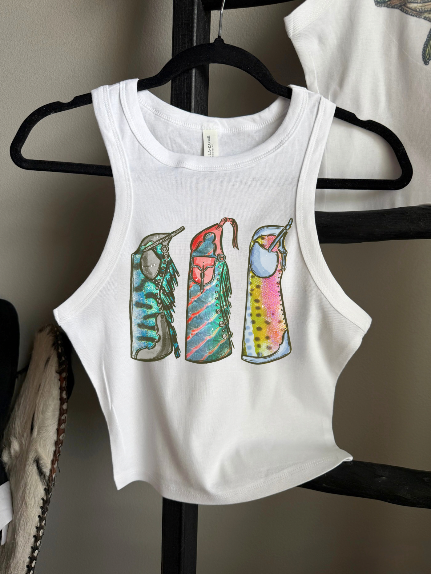 Fishie Print Chaps Cropped Tank