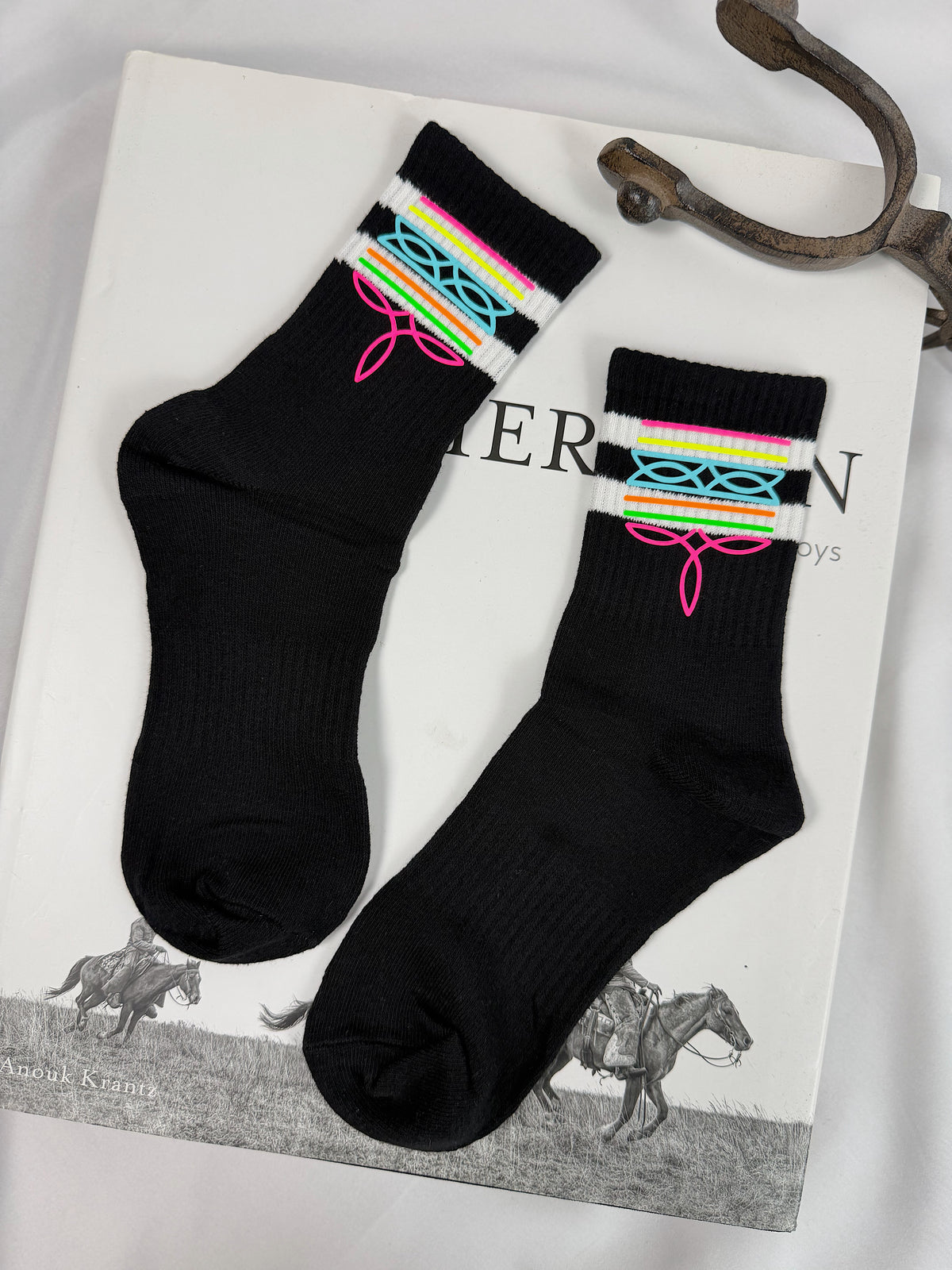 Neon Boot Stitch Socks
