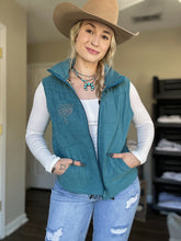 Load image into Gallery viewer, Turquoise Boot Stitch Puffer Vest