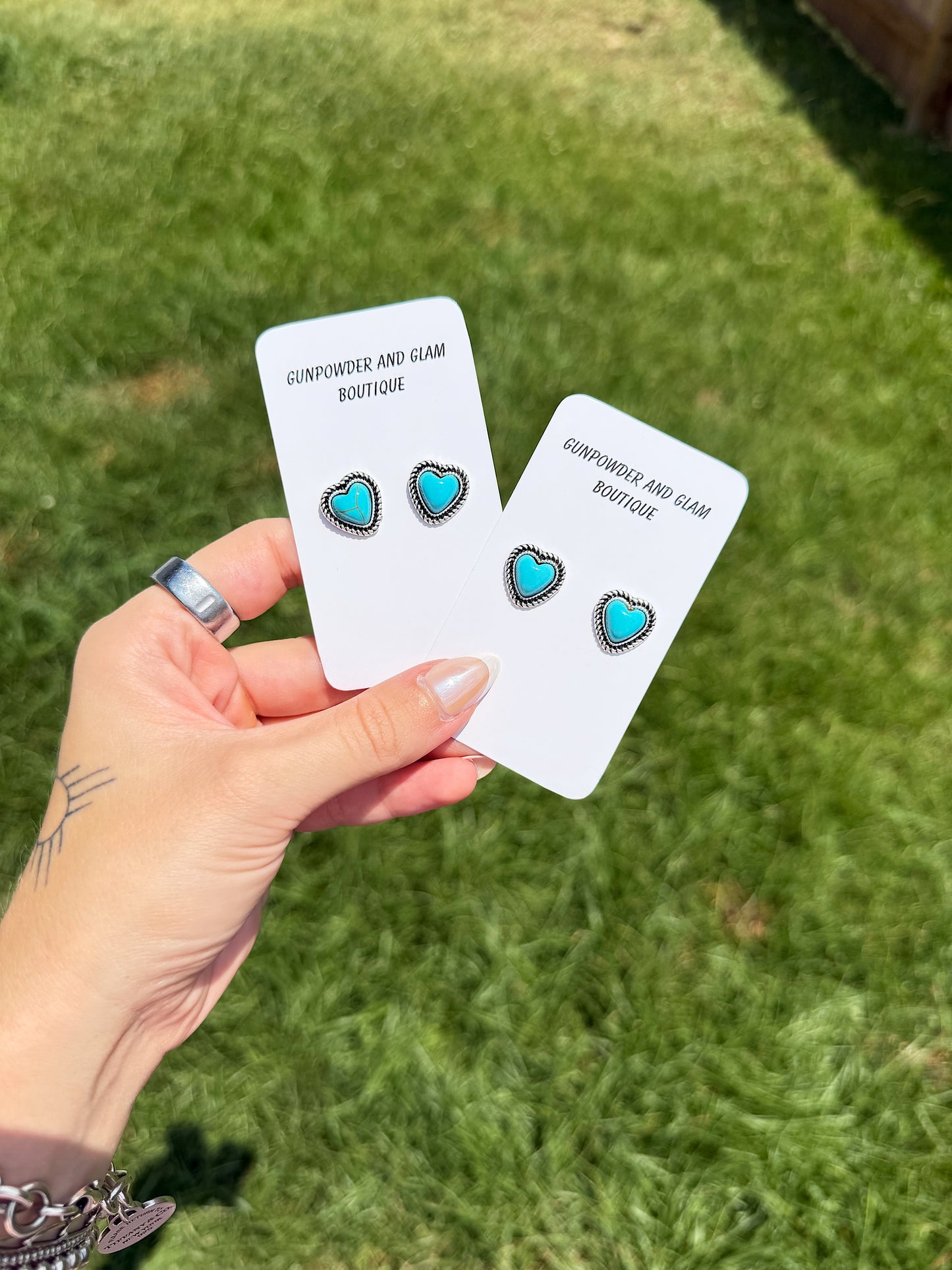 Turquoise Heart Studs