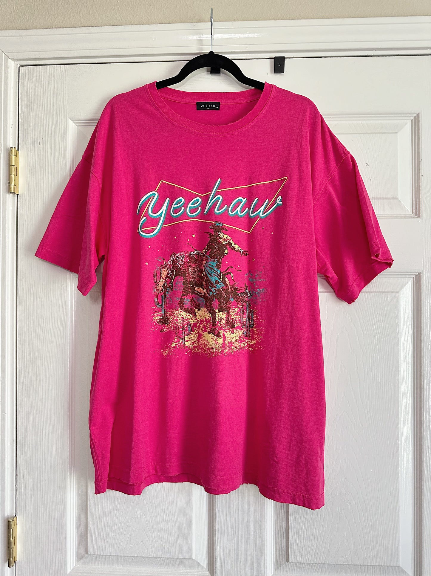 YeeHaw Oversized Tee (Hot Pink)