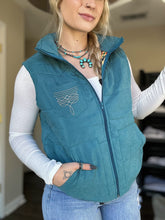 Load image into Gallery viewer, Turquoise Boot Stitch Puffer Vest