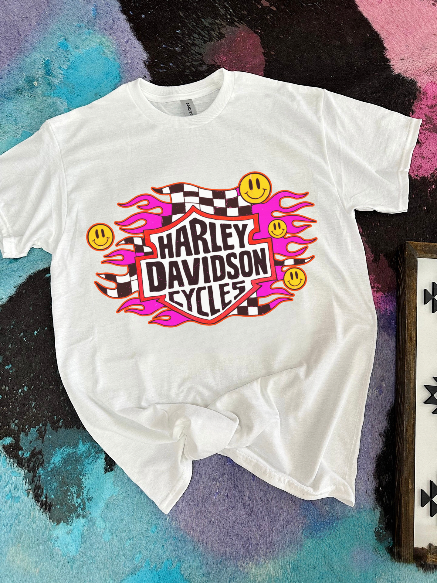 Smiley Face Harley TEE or CREWNECK