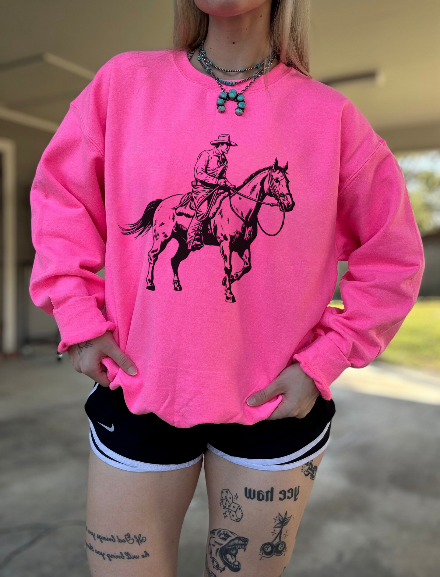 The Cowboy Crewneck (Hot Pink)