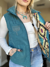 Load image into Gallery viewer, Turquoise Boot Stitch Puffer Vest