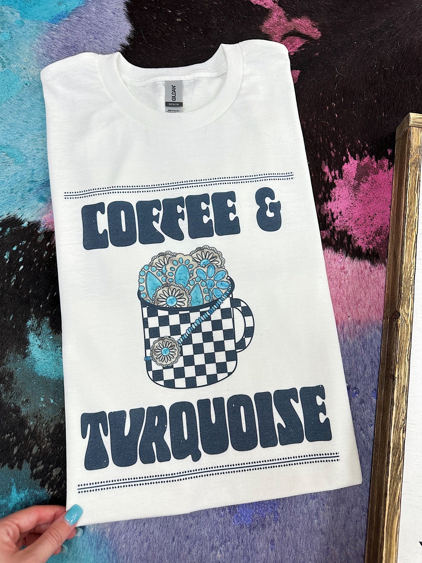 RTS Coffee & Turquoise Tee Large