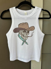 Load image into Gallery viewer, Cowboy Skeleton Cropped Tank