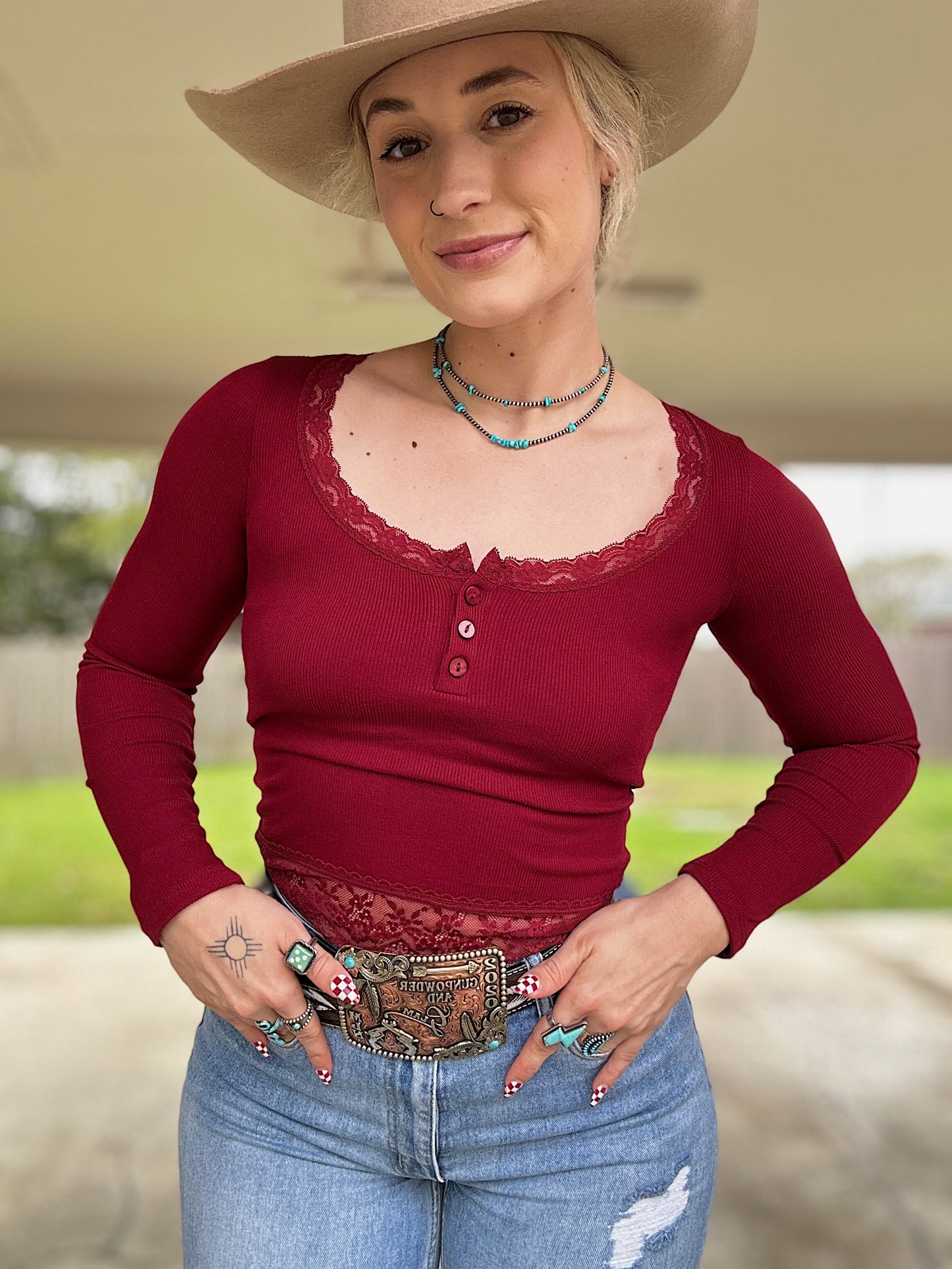 Lace Trim Long Sleeve