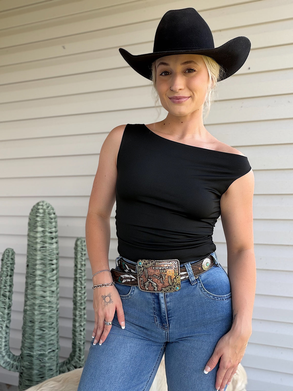 One Shoulder Top (Black)
