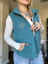 Load image into Gallery viewer, Turquoise Boot Stitch Puffer Vest