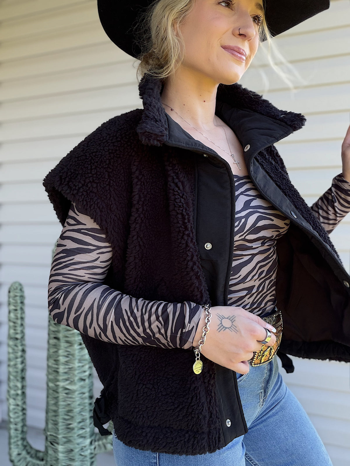 Long Sleeve Zebra Top