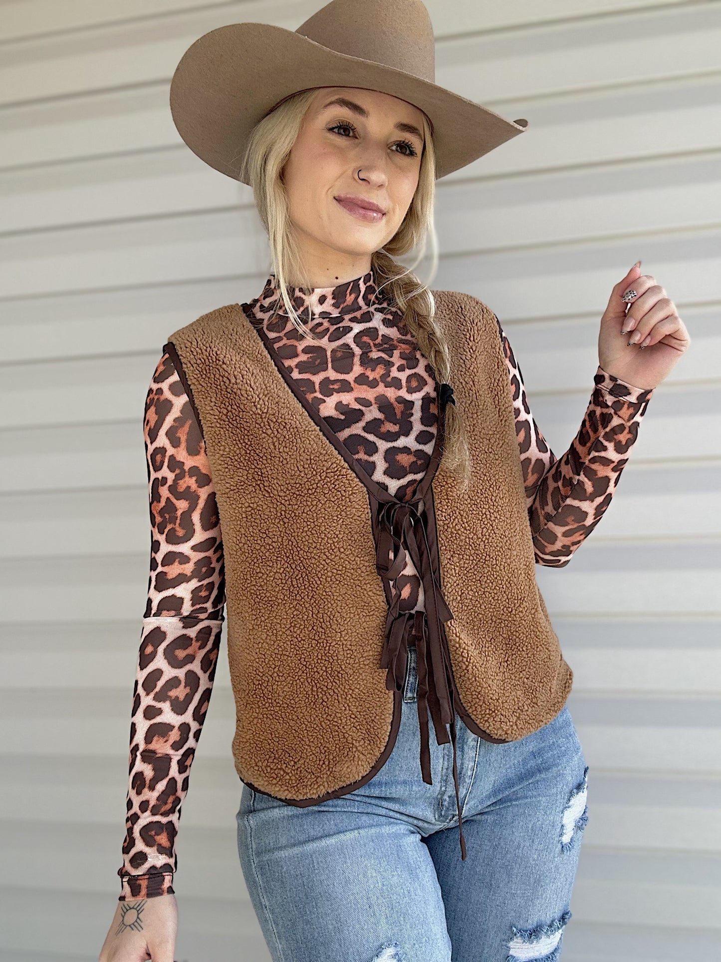 Leopard Mesh Top