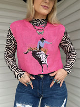 Load image into Gallery viewer, Hot Pink Cowboy Sleeveless Sweater

