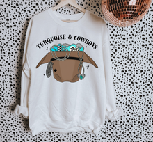 Load image into Gallery viewer, Turquoise &amp; Cowboys TEE or CREWNECK
