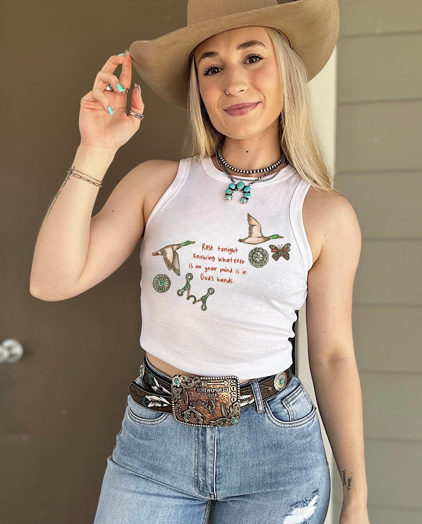 In God’s Hands Cropped Tank