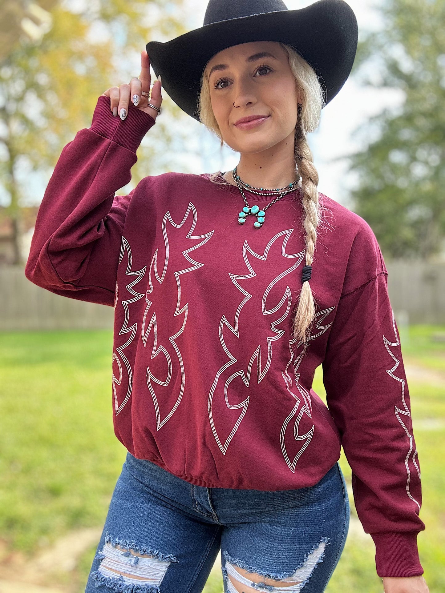 Boot Stitch Crew (Maroon)
