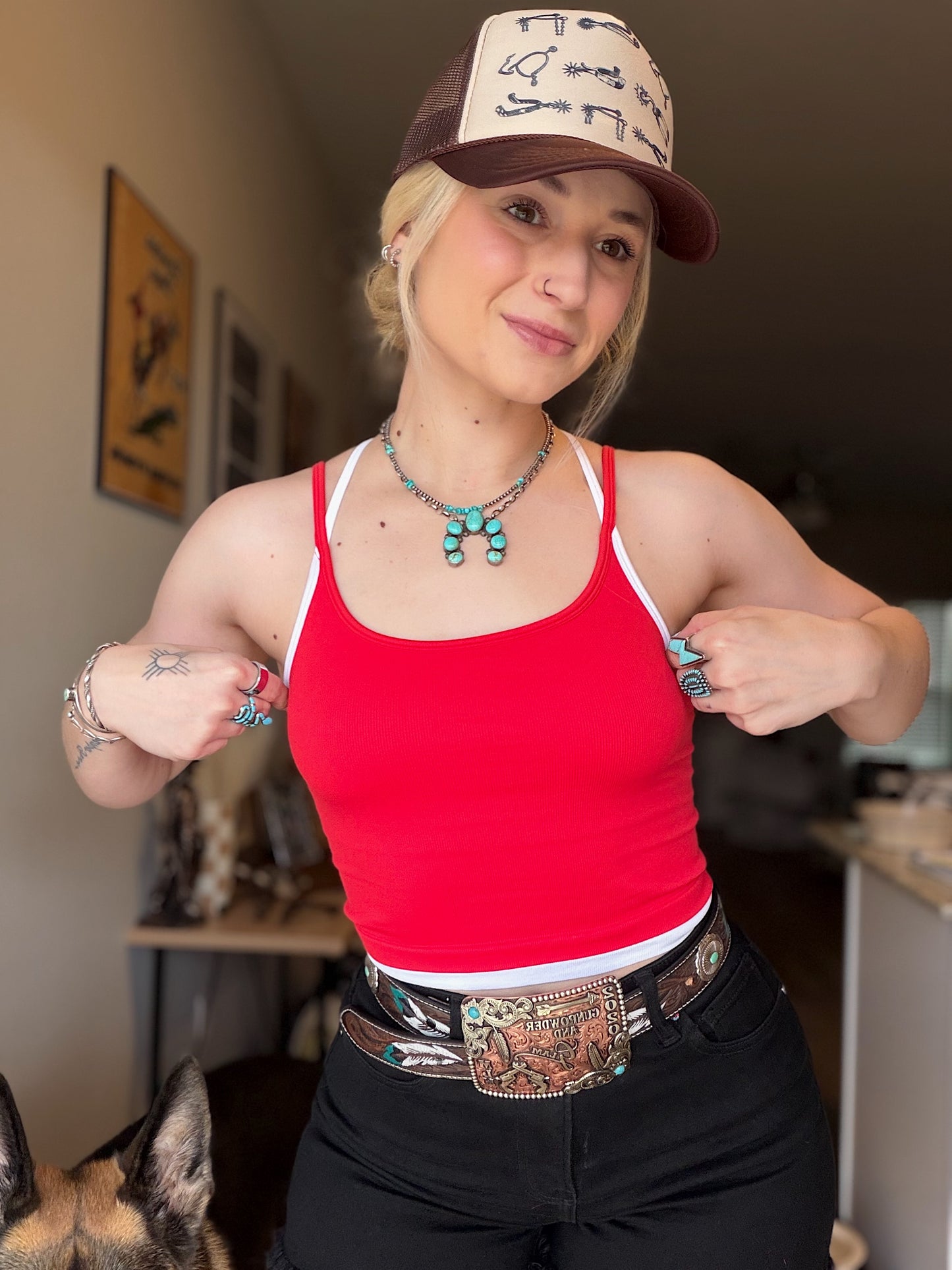Contrast Layered Tank (Red)