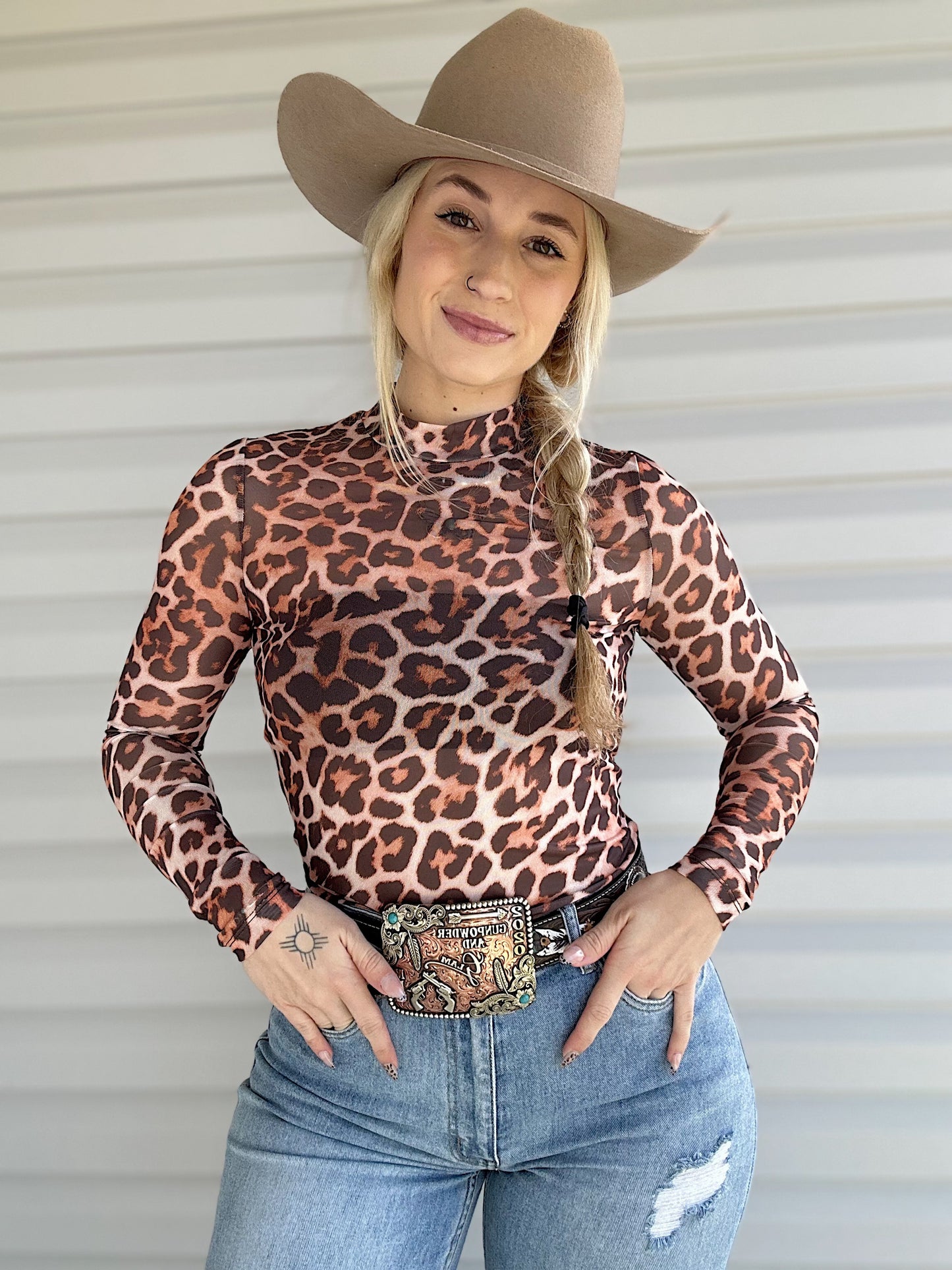 Leopard Mesh Top