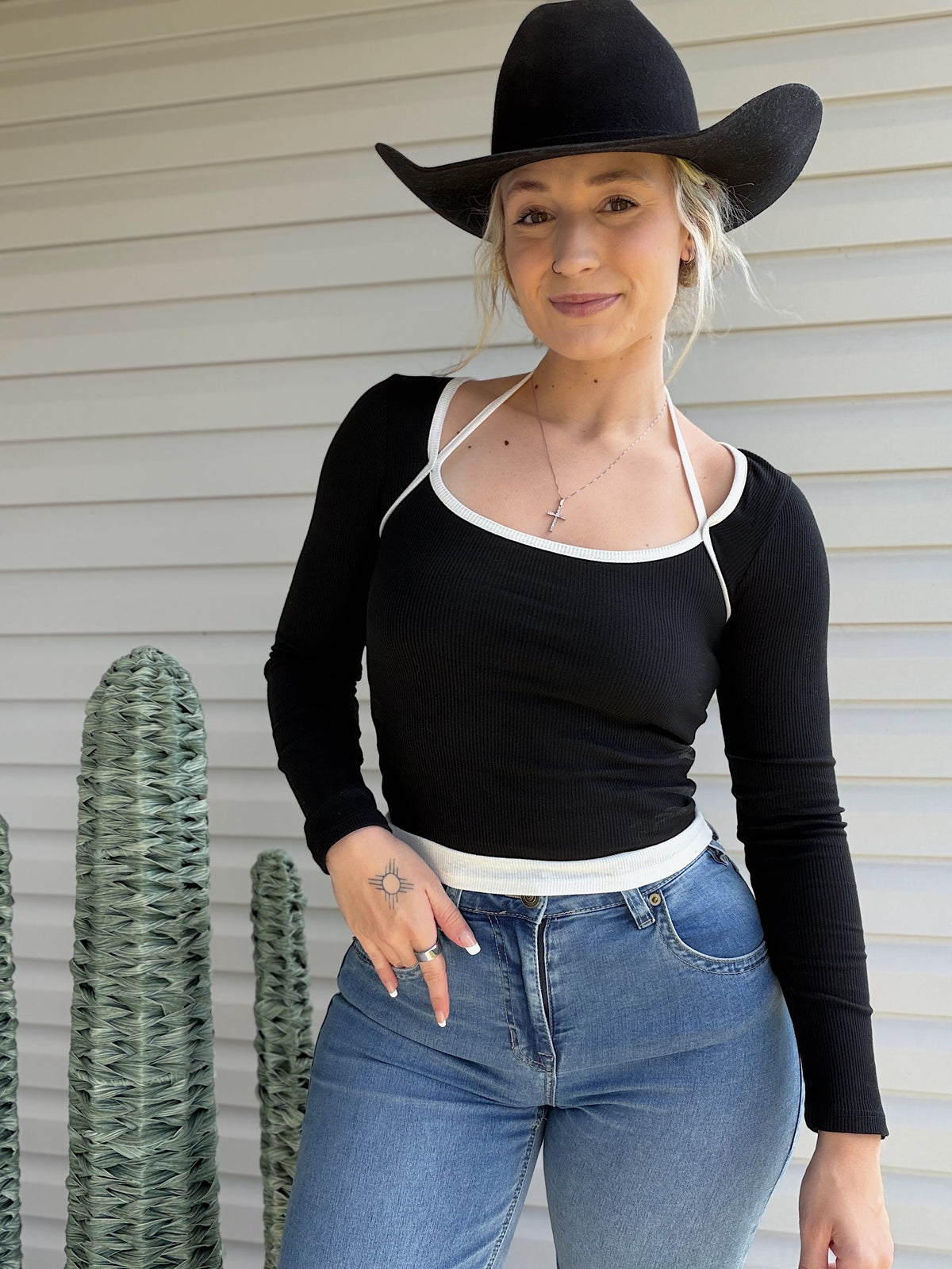 Two Tone Halter Top (Black & White)