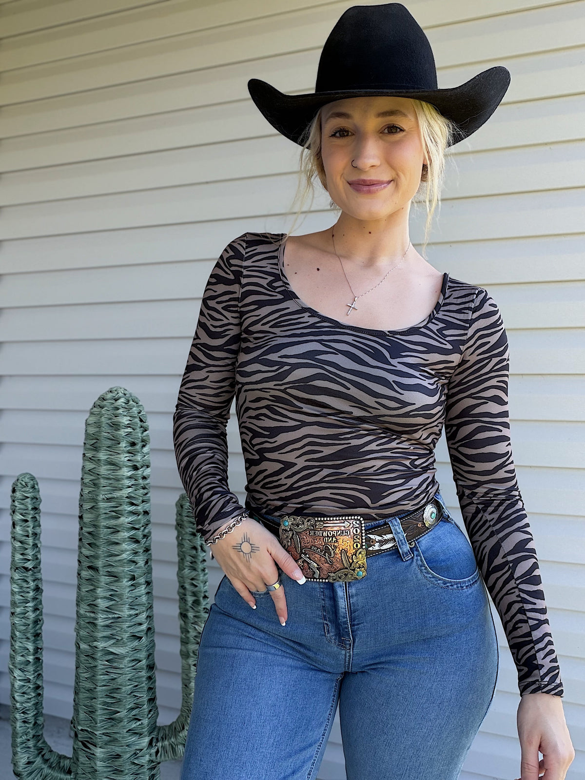 Long Sleeve Zebra Top