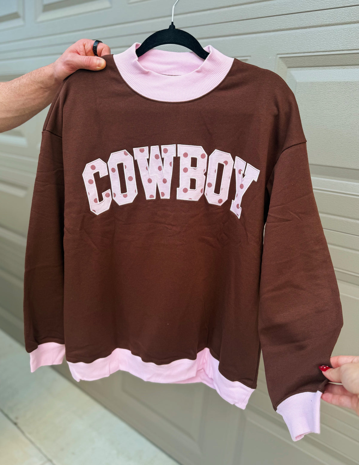 Polka Dot Cowboy Mock Neck Sweatshirt