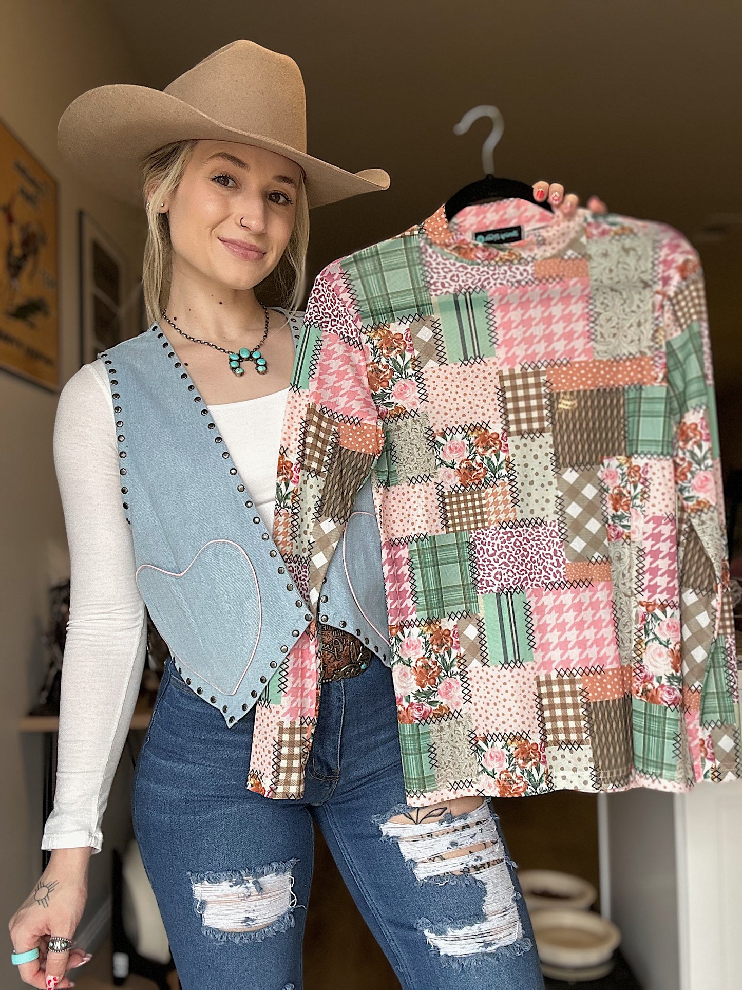 Patchwork Mesh Top