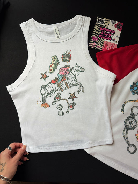 Wild Card Cowboy Cropped Tank