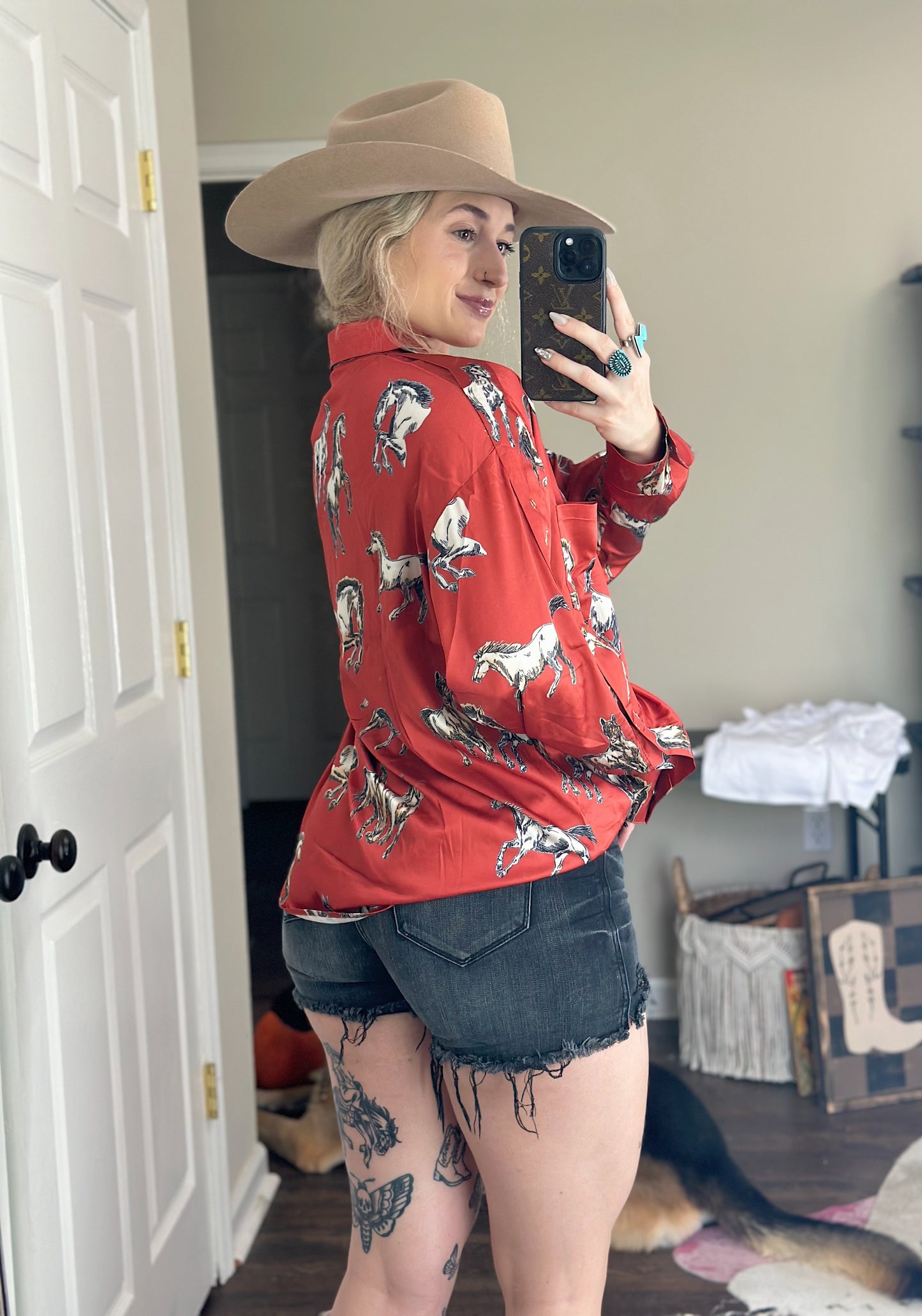 Wild Horses Button Down (Rust)