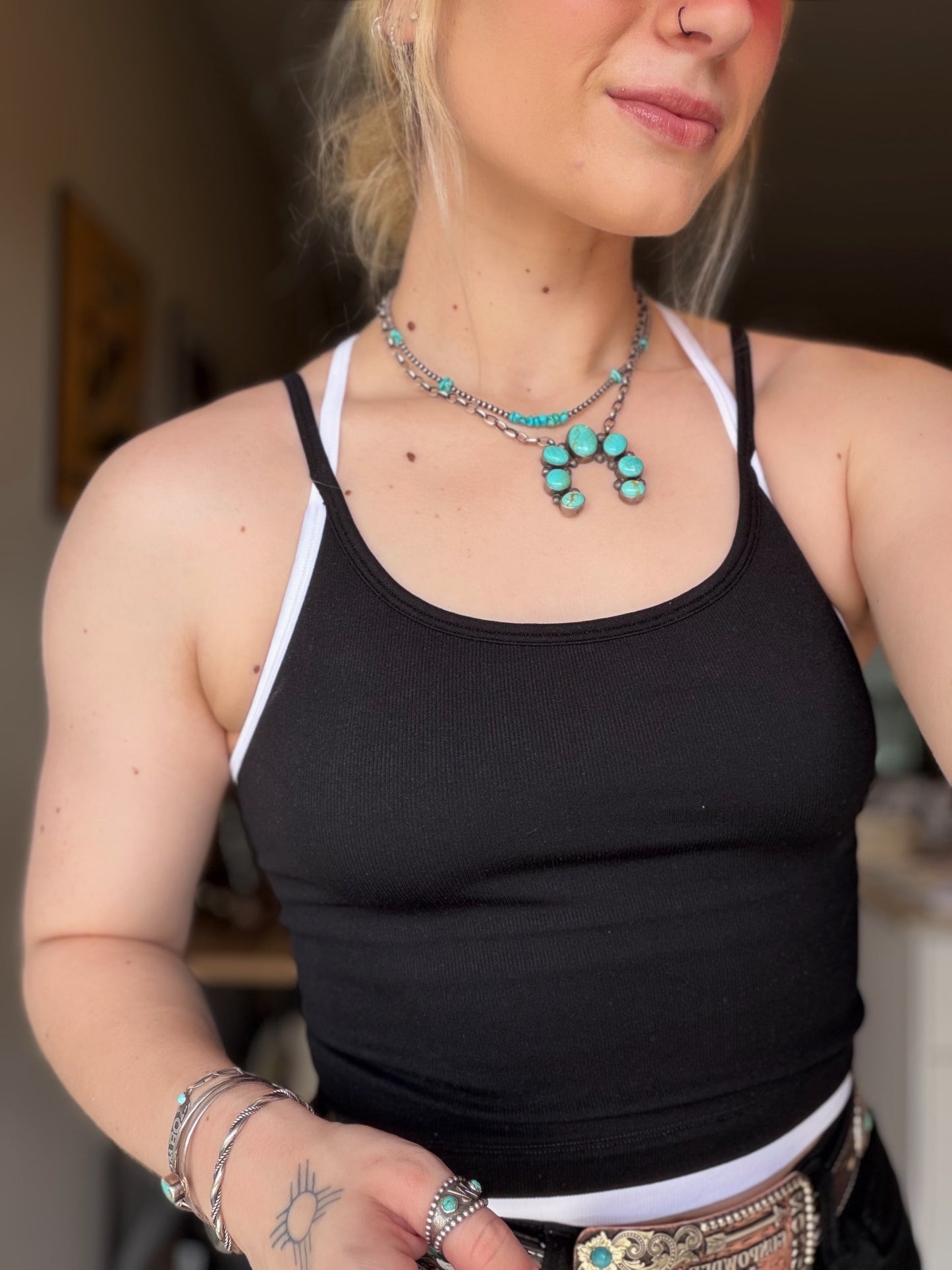 Contrast Layered Tank (Black)
