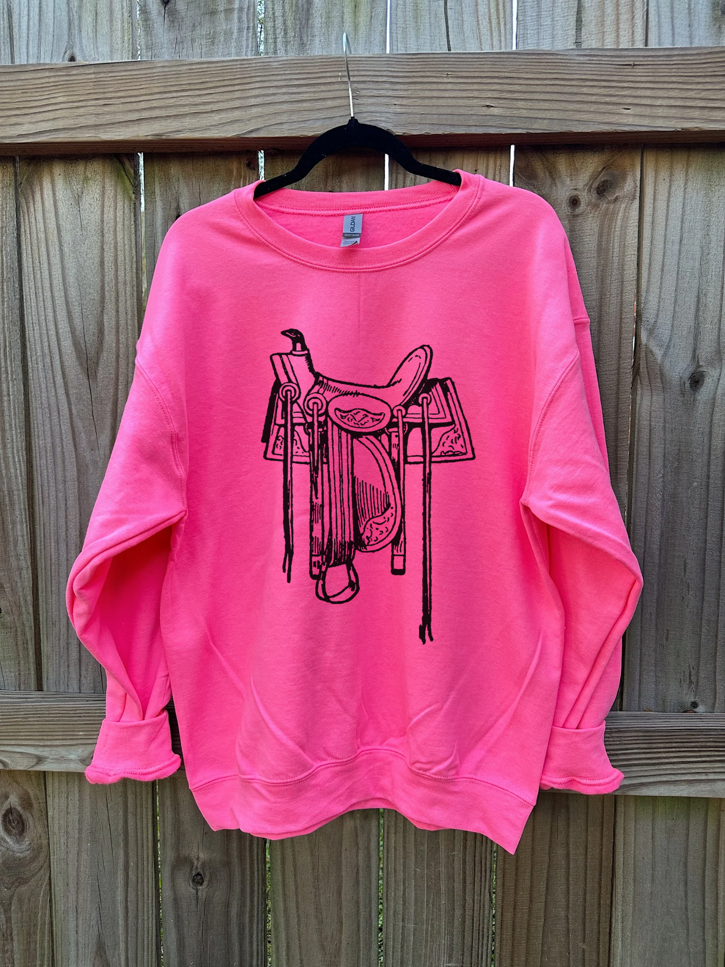 The Saddle Crewneck (Hot Pink)