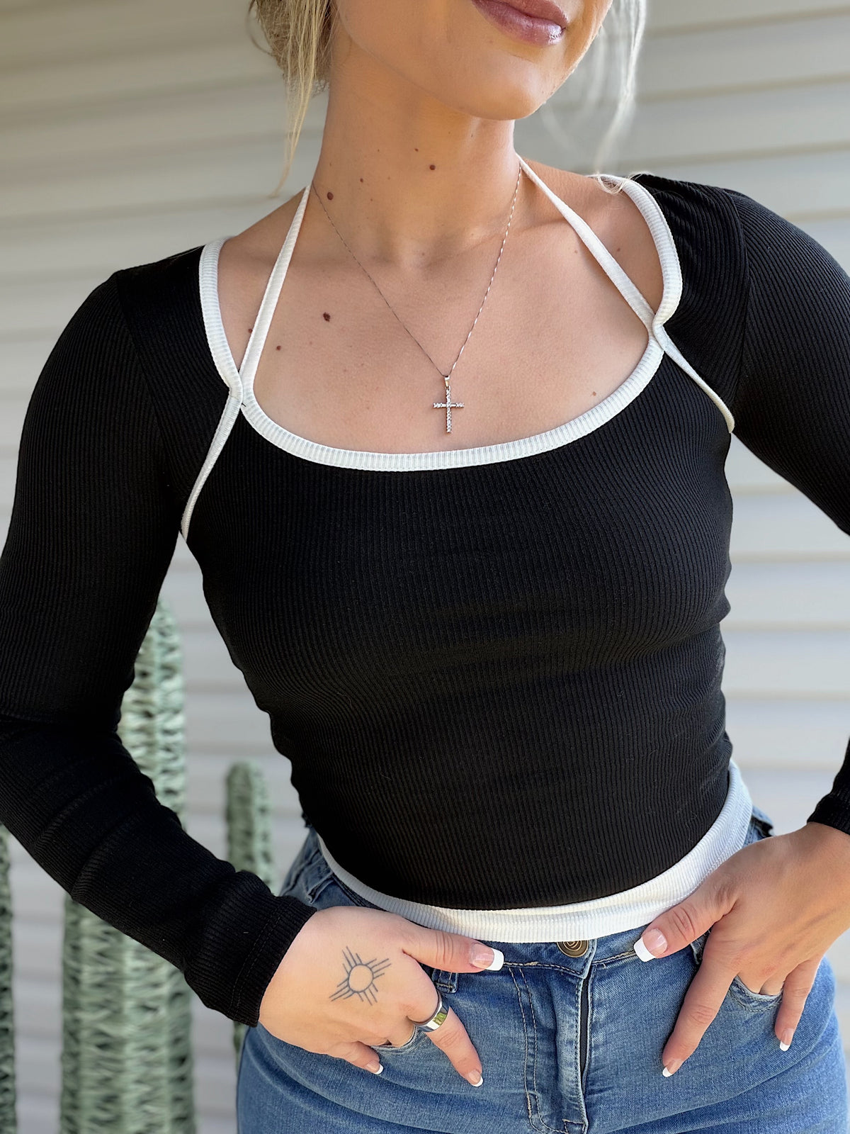 Two Tone Halter Top (Black & White)