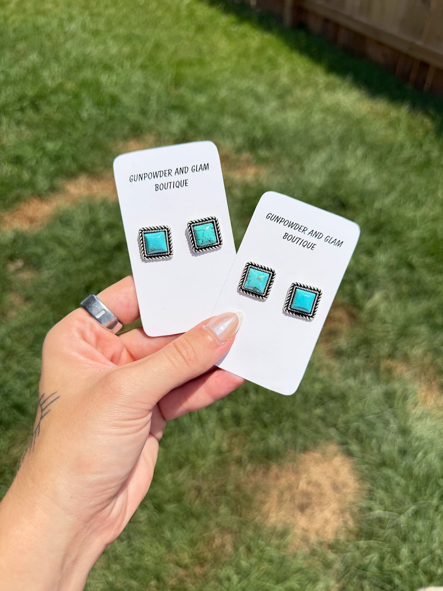 Turquoise Square Studs