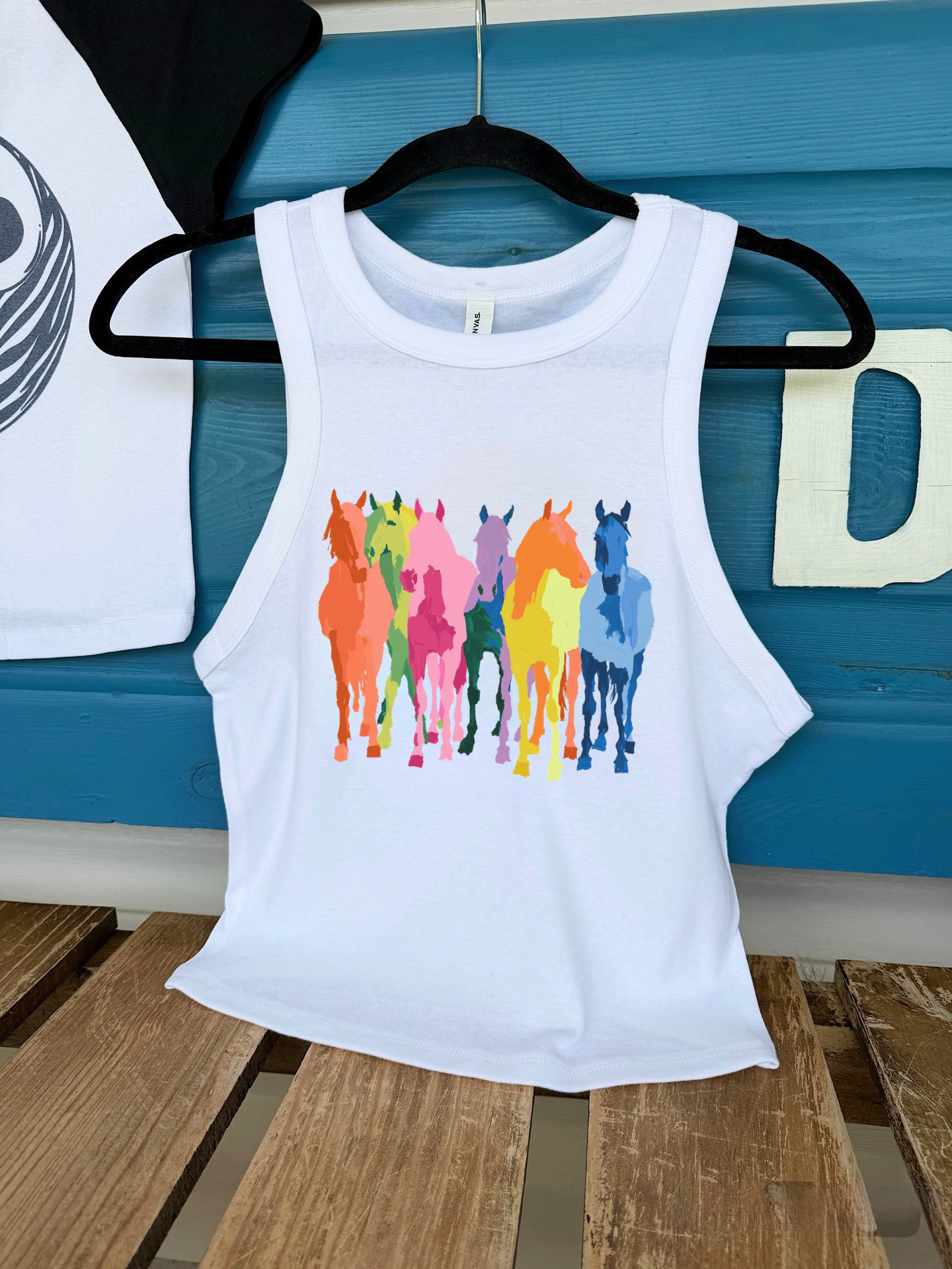 Neon Horses Cropped Tank