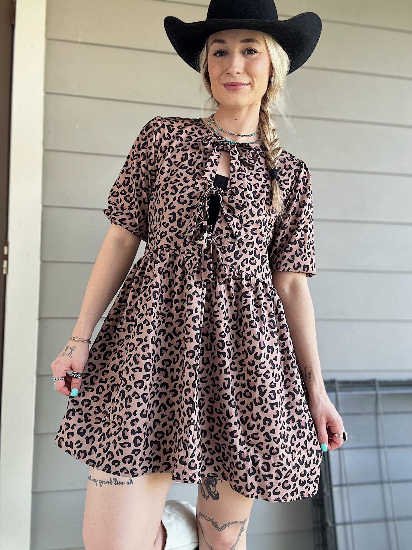 Leopard Baby Doll Dress