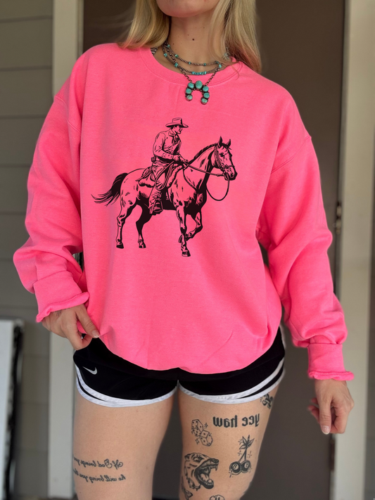 The Cowboy Crewneck (Hot Pink)