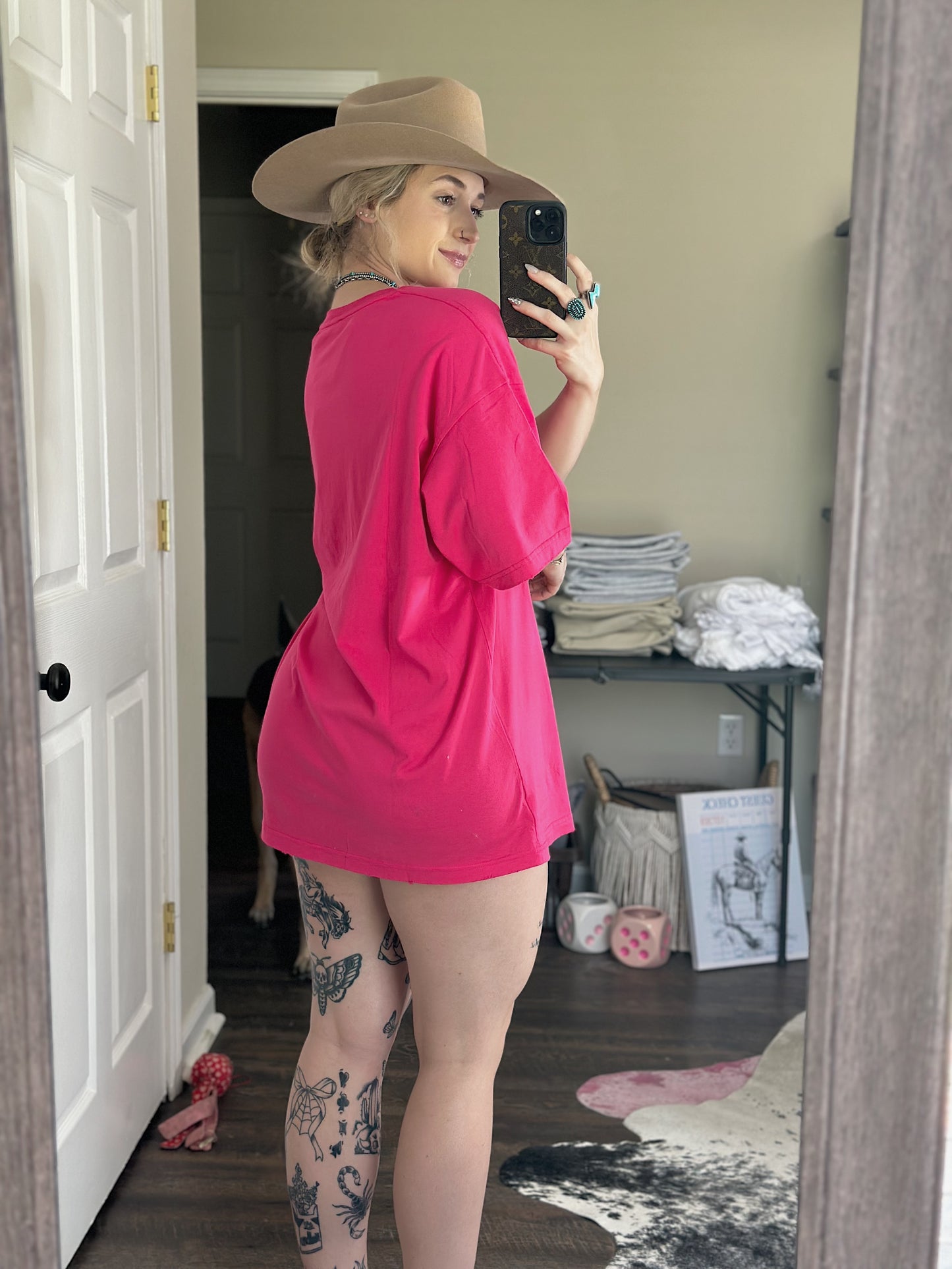 YeeHaw Oversized Tee (Hot Pink)