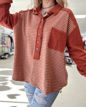 Load image into Gallery viewer, The Striped Henley (Rust)
