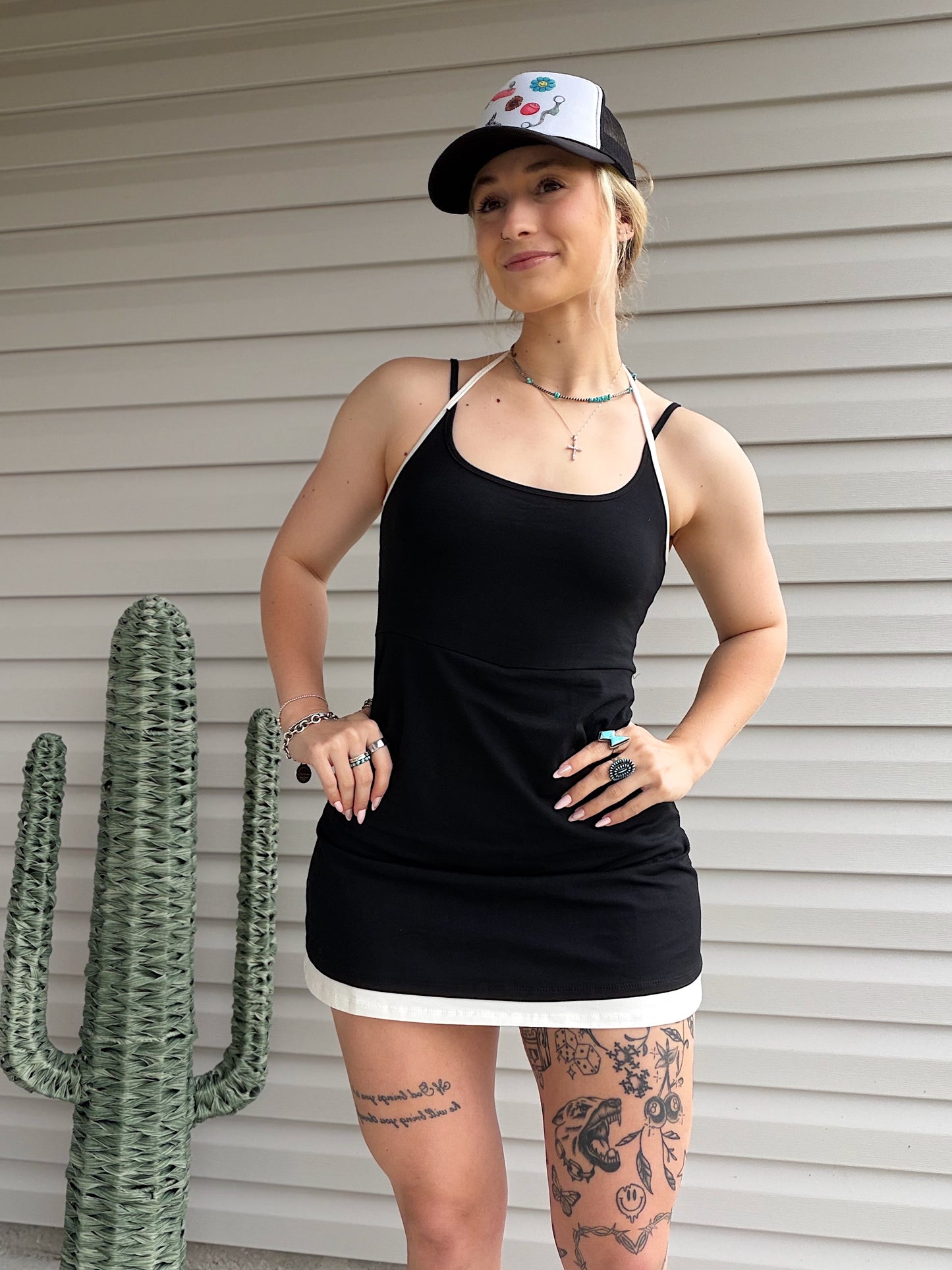 The Hot Shot Halter Dress (Black)