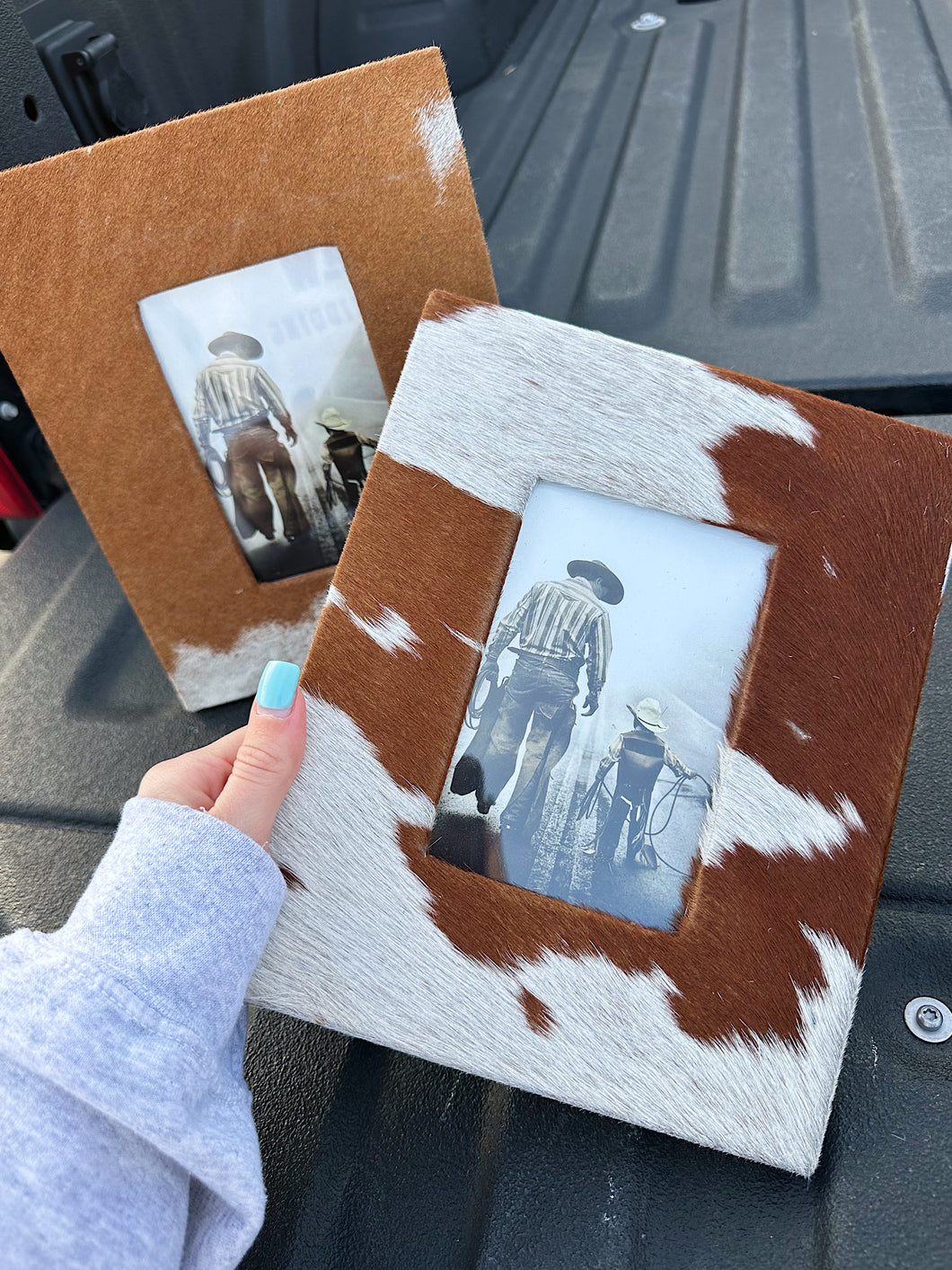Cowhide Picture Frame (Brown and White Hide)