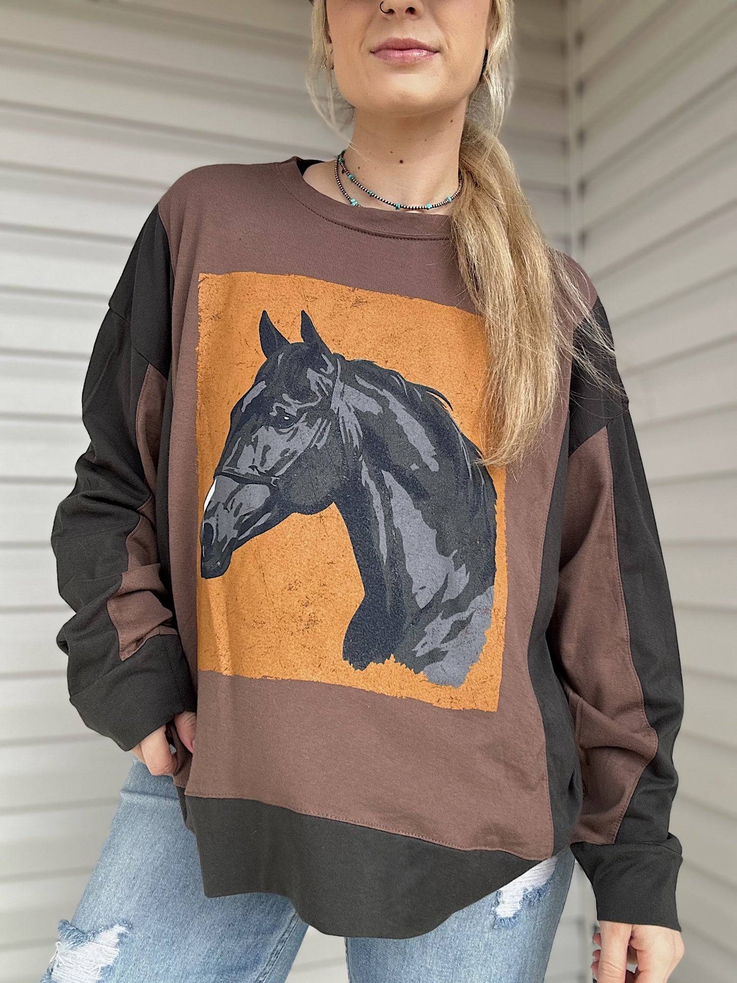 Color Block Horse Top