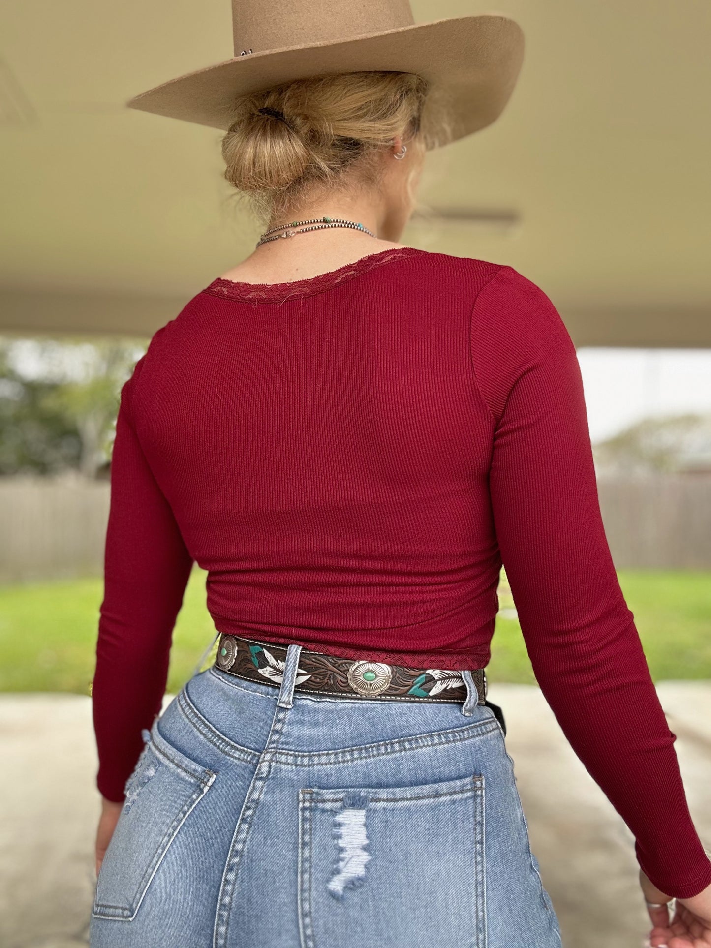 Lace Trim Long Sleeve