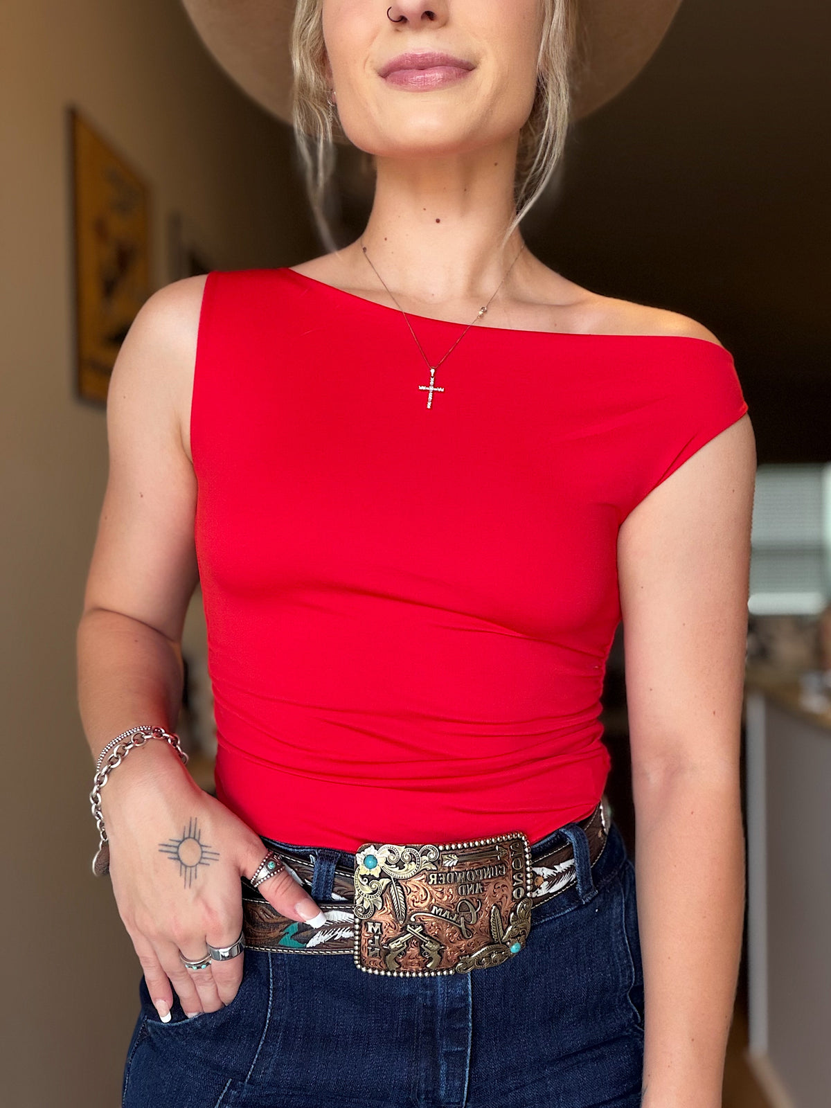 One Shoulder Top (Red)