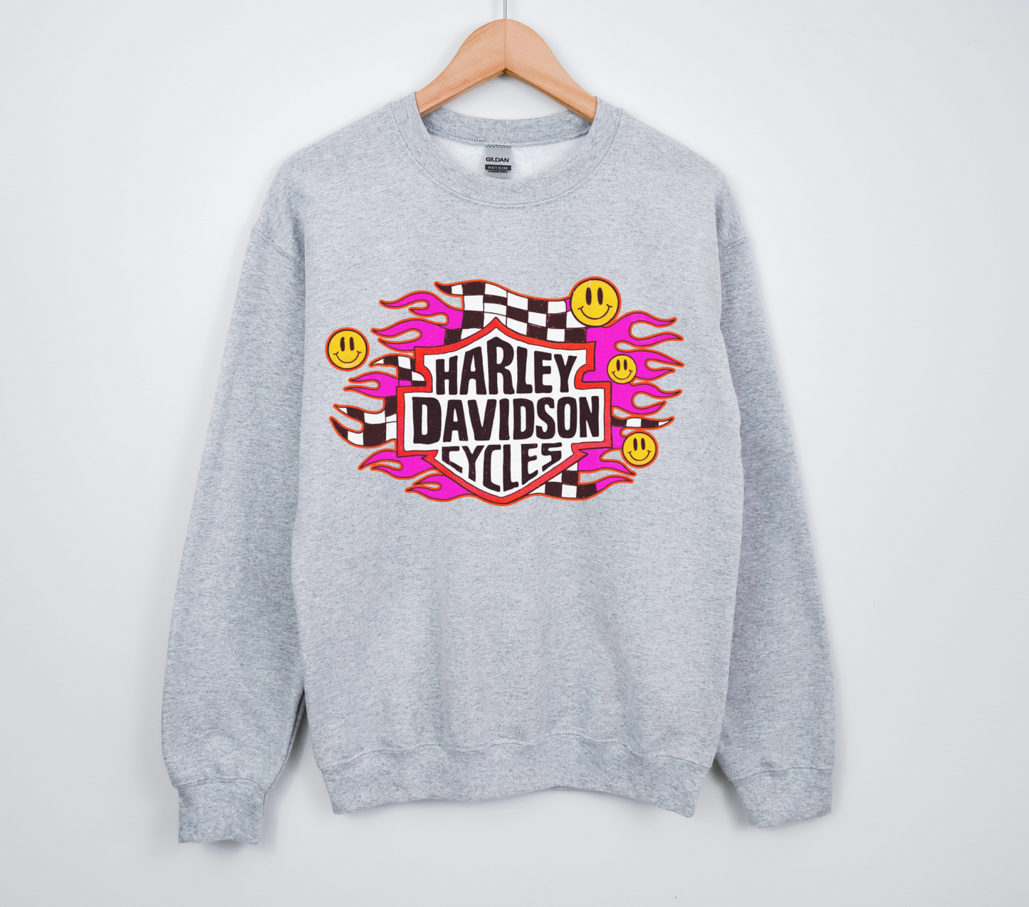 Smiley Face Harley TEE or CREWNECK
